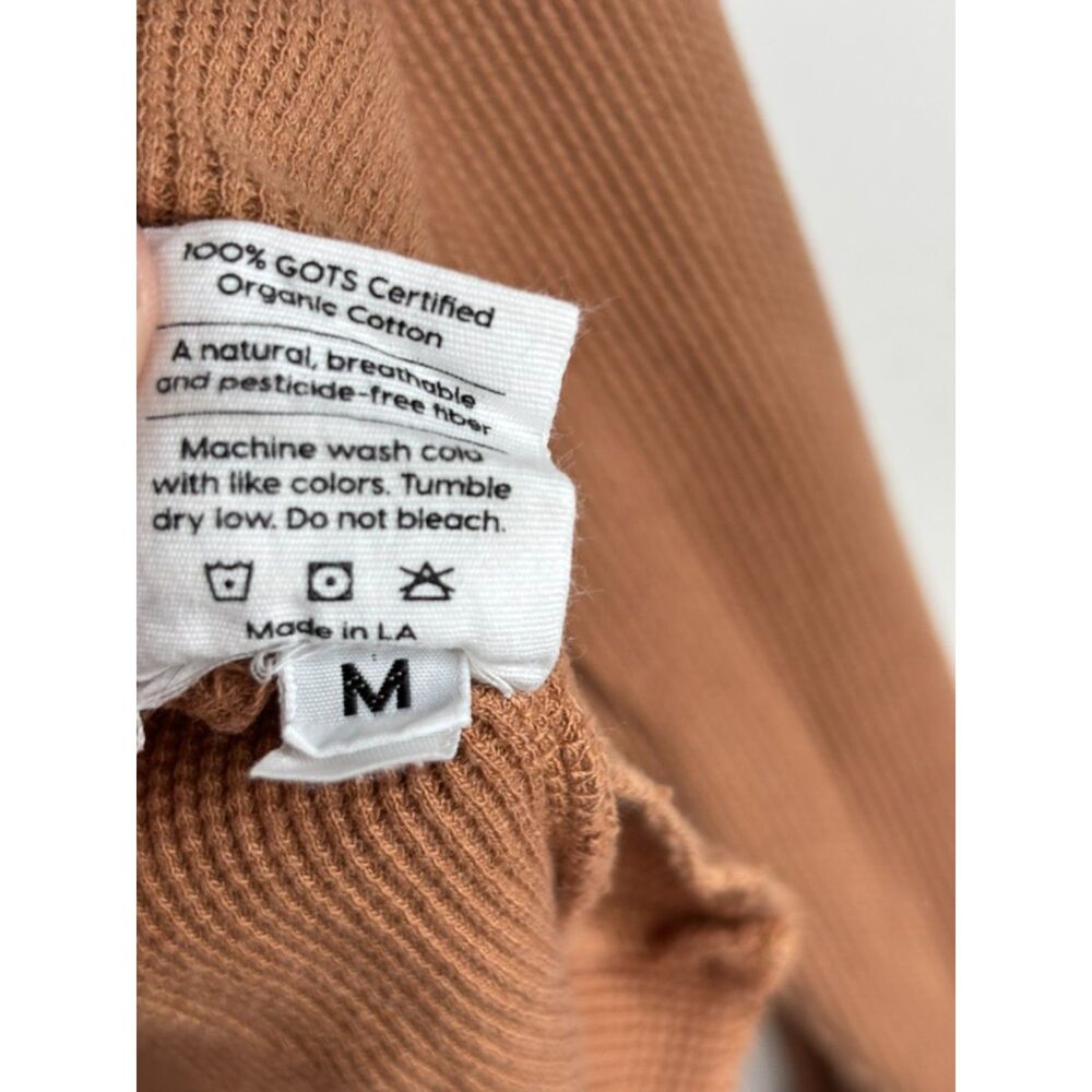 Mate Organic Cotton Waffle Top M Brown Lounge Minimalist Sustainable Made in USA - Picture 7 of 10